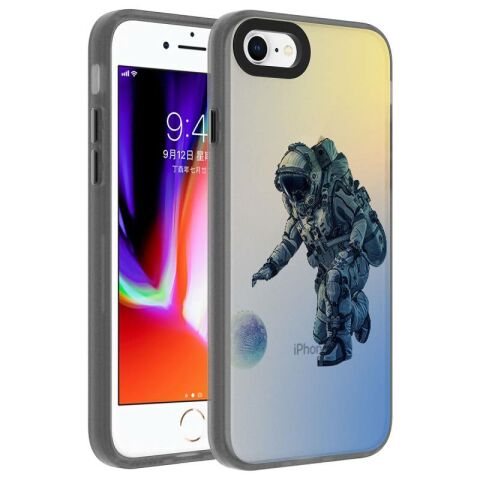 Apple iPhone 8 Kılıf Desenli Patinda Dragon Sert Kapak