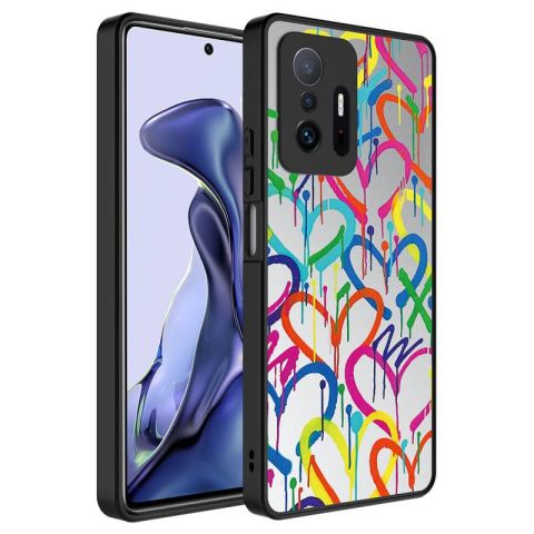 Xiaomi Mi 11T 5G Kılıf Aynalı Desenli Kamera Korumalı Parlak Patinda Mirror Kapak