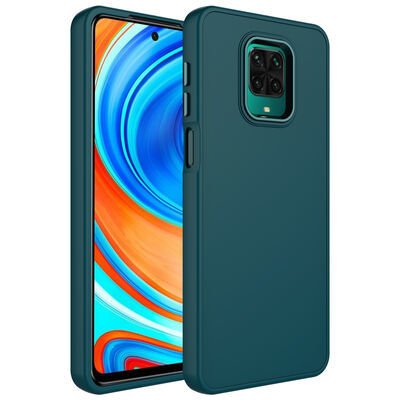 Xiaomi Redmi Note 9S Kılıf Metal Çerçeve ve Buton Tasarımlı Silikon Patinda Luna Kapak