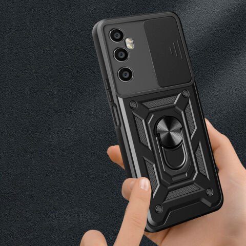 Realme C65 4G Kılıf Magnetik Standlı Kamera Korumalı Patinda Sürgülü Vega Kapak