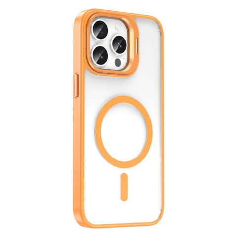 Apple iPhone 15 Pro Kılıf Magsafe Şarj Özellikli Standlı Patinda Magsafe Klon Lensli Kapak