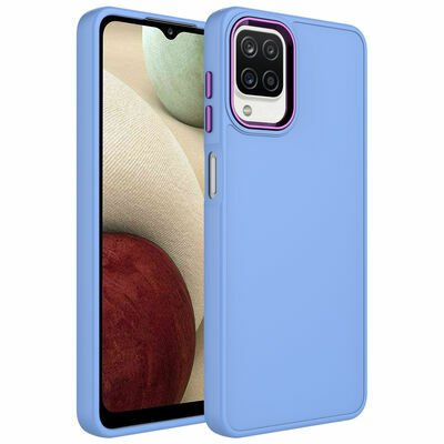Galaxy M22 Kılıf Metal Çerçeve ve Buton Tasarımlı Silikon Patinda Luna Kapak