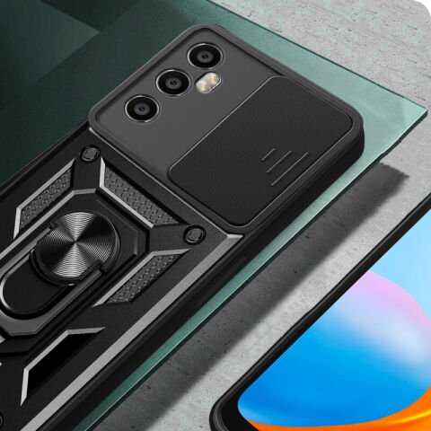 Realme C65 4G Kılıf Magnetik Standlı Kamera Korumalı Patinda Sürgülü Vega Kapak