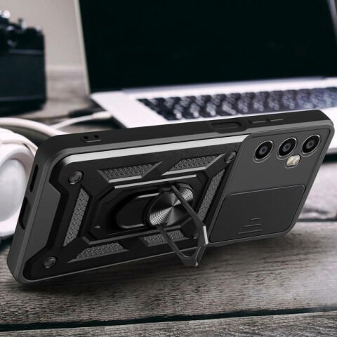 Realme C65 4G Kılıf Magnetik Standlı Kamera Korumalı Patinda Sürgülü Vega Kapak