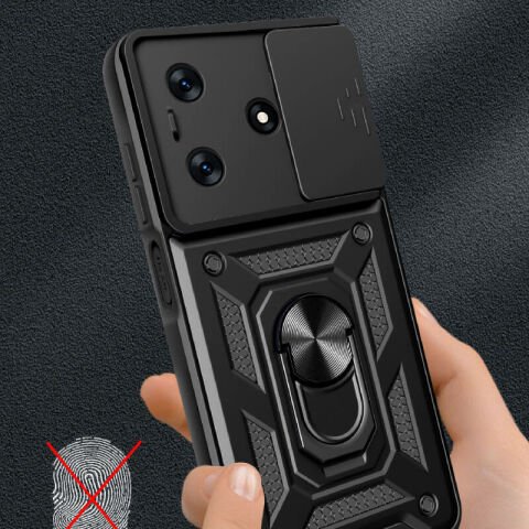Tecno Spark 10 4G Kılıf Magnetik Standlı Kamera Korumalı Patinda Sürgülü Vega Kapak