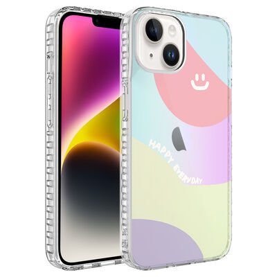 Apple iPhone 14 Kılıf Airbag Kenarlı Renkli Desenli Silikon Patinda Elegans Kapak