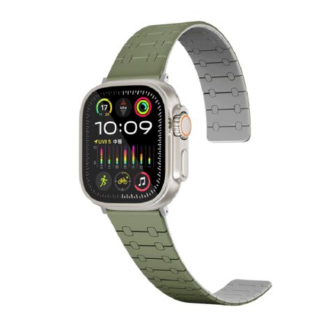 Apple Watch 44mm Patinda KRD-111 Çizgili Desenli Silikon Kordon