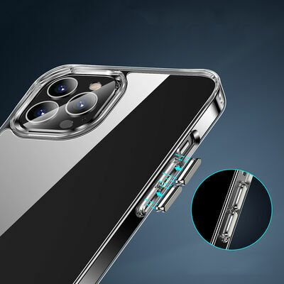 Apple iPhone 13 Pro Kılıf Standlı Şeffaf Silikon Patinda L-Stand Kapak