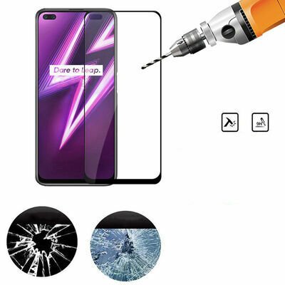 Realme 6 Pro Patinda Kenarları Kırılmaya Dayanıklı Cam Ekran Koruyucu