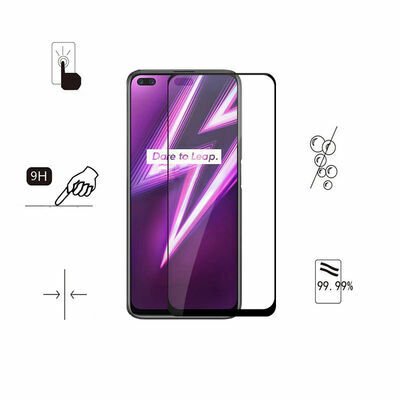 Realme 6 Pro Patinda Kenarları Kırılmaya Dayanıklı Cam Ekran Koruyucu
