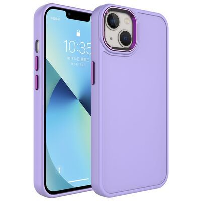 Apple iPhone 14 Kılıf Metal Çerçeve ve Buton Tasarımlı Sert Patinda Botox Kapak