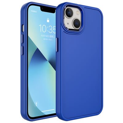 Apple iPhone 14 Kılıf Metal Çerçeve ve Buton Tasarımlı Sert Patinda Botox Kapak