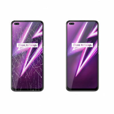 Realme 6 Pro Patinda Kenarları Kırılmaya Dayanıklı Cam Ekran Koruyucu