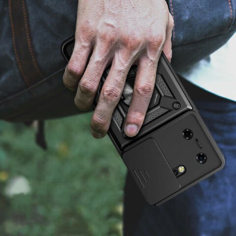 Tecno Pova 5 Kılıf Magnetik Standlı Kamera Korumalı Patinda Sürgülü Vega Kapak