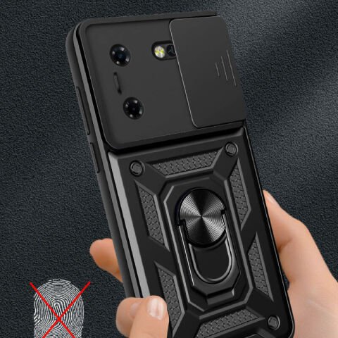 Tecno Pova 5 Kılıf Magnetik Standlı Kamera Korumalı Patinda Sürgülü Vega Kapak