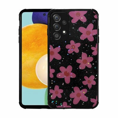Galaxy A73 Kılıf Simli Desenli Kamera Korumalı Parlak Patinda Popy Kapak