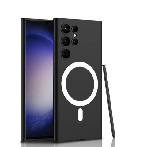 Galaxy S23 Ultra Kılıf Wireless Şarj Özellikli Patinda Kıpta Magsafe Silikon Kapak