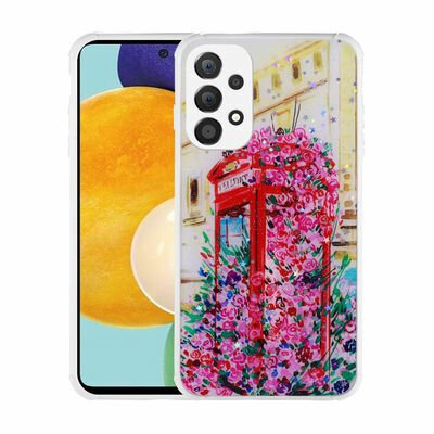 Galaxy A73 Kılıf Simli Desenli Kamera Korumalı Parlak Patinda Popy Kapak