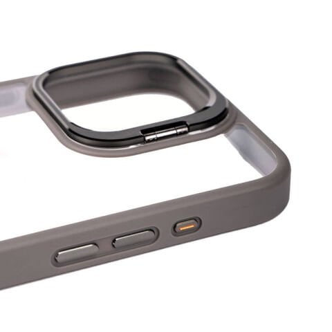 Apple iPhone 15 Pro Max Kılıf Kamera Lens Korumalı Standlı Patinda Klon Lensli Kapak