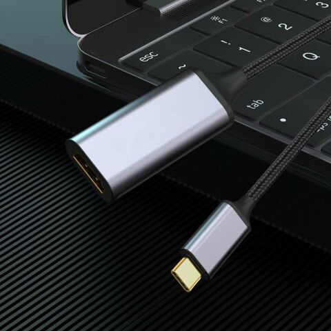 Patinda QG05 8K 60 Hz Görüntü Kalitesi Type-C to HDMI Dönüştürücü 15cm Gri