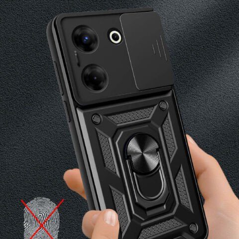 Tecno Camon 20 Pro 5G Kılıf Magnetik Standlı Kamera Korumalı Patinda Sürgülü Vega Kapak