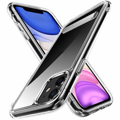 Apple iPhone 12 Kılıf Standlı Şeffaf Silikon Patinda L-Stand Kapak
