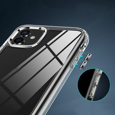 Apple iPhone 12 Kılıf Standlı Şeffaf Silikon Patinda L-Stand Kapak