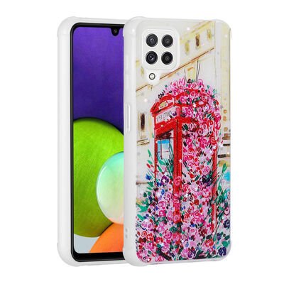 Galaxy M32 Kılıf Simli Desenli Kamera Korumalı Parlak Patinda Popy Kapak