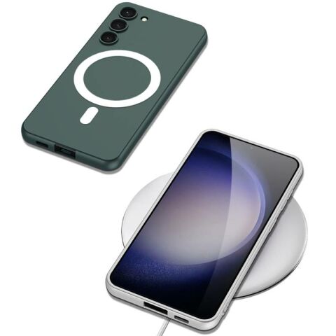 Galaxy S23 Plus Kılıf Wireless Şarj Özellikli Patinda Kıpta Magsafe Silikon Kapak