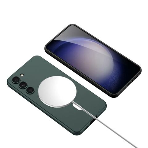Galaxy S23 Plus Kılıf Wireless Şarj Özellikli Patinda Kıpta Magsafe Silikon Kapak