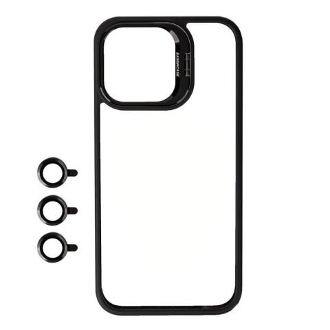 Apple iPhone 15 Pro Kılıf Kamera Lens Korumalı Standlı Patinda Klon Lensli Kapak
