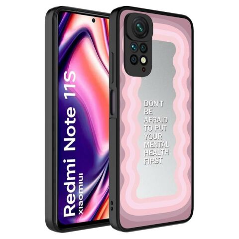 Xiaomi Redmi Note 11 Global Kılıf Aynalı Desenli Kamera Korumalı Parlak Patinda Mirror Kapak