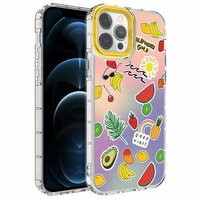 Apple iPhone 13 Pro Kılıf Kamera Korumalı Renkli Desenli Sert Silikon Patinda Korn Kapak