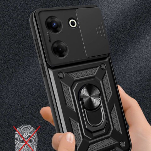 Tecno Camon 20 Kılıf Magnetik Standlı Kamera Korumalı Patinda Sürgülü Vega Kapak