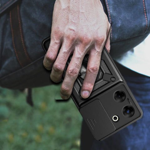 Tecno Camon 20 Kılıf Magnetik Standlı Kamera Korumalı Patinda Sürgülü Vega Kapak