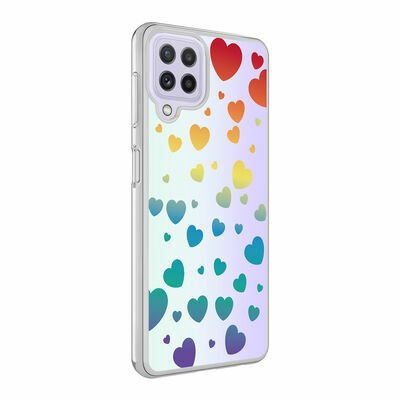 Galaxy M32 Kılıf Patinda M-Blue Desenli Kapak