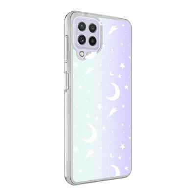 Galaxy M32 Kılıf Patinda M-Blue Desenli Kapak