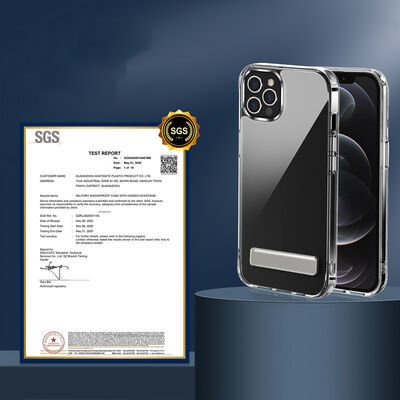 Apple iPhone 12 Pro Kılıf Standlı Şeffaf Silikon Patinda L-Stand Kapak