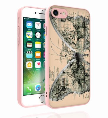 Apple iPhone 8 Kılıf Desenli Kamera Korumalı Parlak Patinda Nora Kapak