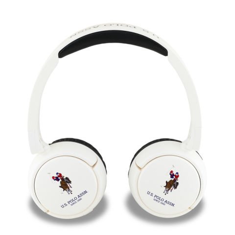 U.S Polo Assn. Orjinal Lisanslı Katlanabilir Ayarlanabilir Baskı Logolu Kulak Üstü Bluetooth Kulaklık v5.3 Beyaz
