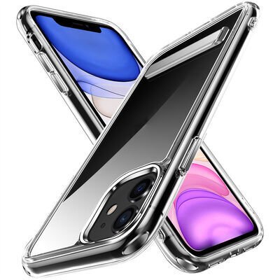 Apple iPhone 11 Kılıf Standlı Şeffaf Silikon Patinda L-Stand Kapak