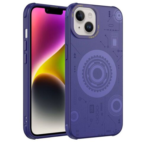 Apple iPhone 14 Kılıf Patinda Wireless Şarj Özellikli Desenli Hot Kapak