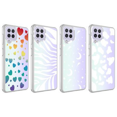 Galaxy A22 4G Kılıf Patinda M-Blue Desenli Kapak