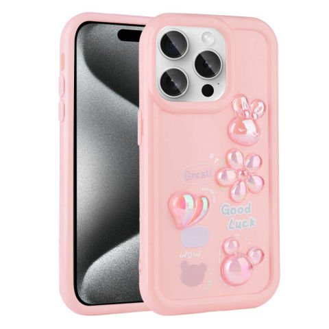 Apple iPhone 14 Pro Kılıf Kabartma Figürlü Parlak Patinda Toys Silikon Kapak