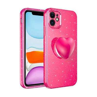 Apple iPhone 11 Kılıf Kamera Korumalı Simli Pop Soketli Lüks Patinda Koton Soketli Kapak