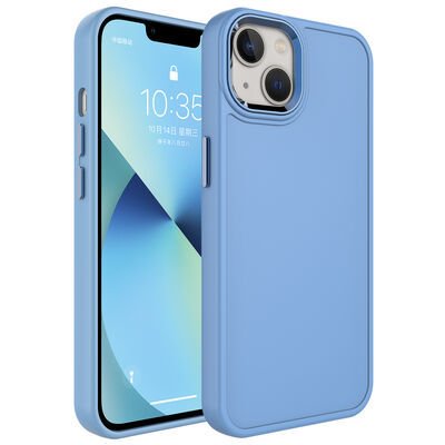Apple iPhone 13 Kılıf Metal Çerçeve ve Buton Tasarımlı Sert Patinda Botox Kapak