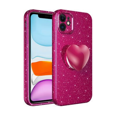 Apple iPhone 11 Kılıf Kamera Korumalı Simli Pop Soketli Lüks Patinda Koton Soketli Kapak