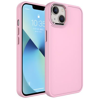 Apple iPhone 13 Kılıf Metal Çerçeve ve Buton Tasarımlı Sert Patinda Botox Kapak