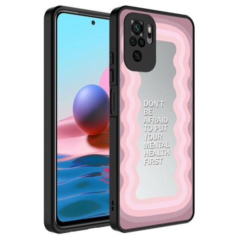 Xiaomi Redmi Note 10 Kılıf Aynalı Desenli Kamera Korumalı Parlak Patinda Mirror Kapak
