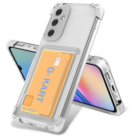 Galaxy S24 FE Kılıf Airbag Tasarımlı Şeffaf Kartlıklı Patinda G-Kart Kapak